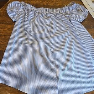 SHEIN Curve Blue and White Striped Blouse